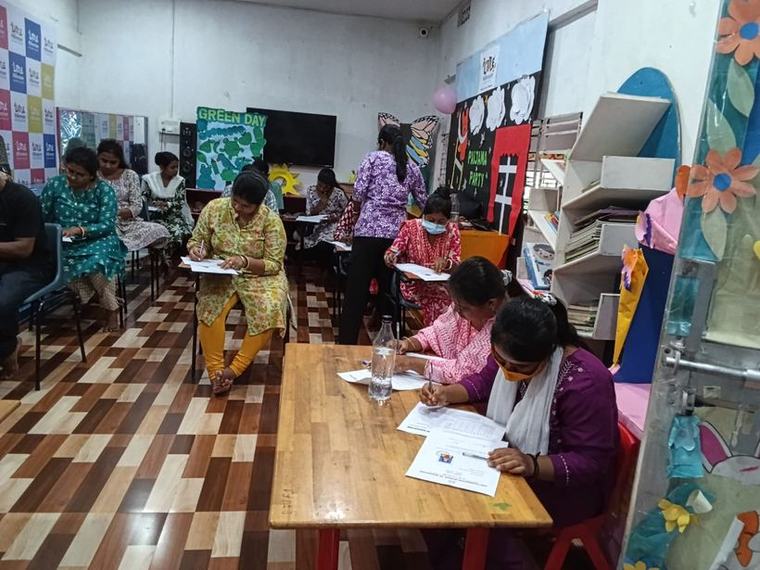 Candidates writing a full-length mock test